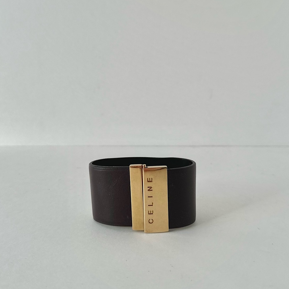 Rare Céline Leather & Gold Bracelet, Authenticated